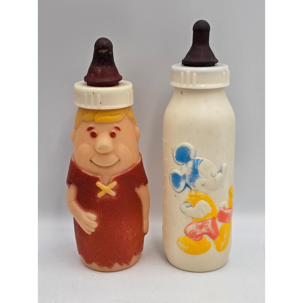 Evenflo Baby Bottle decore Vintage Disney Flintstones Hanna barbara 70s 80s